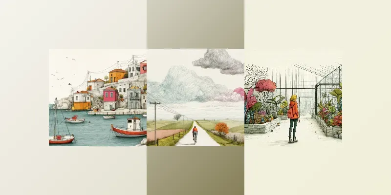 Illustrated Travel Sketch Art generated by undefined