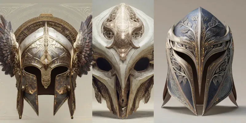 Epic Fantasy Helmet Concept Designs generated by undefined