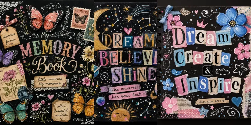 Cute Collage Sketchbook Cover Designs generated by undefined