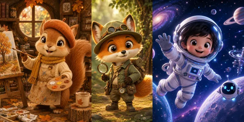 Charming 3D Character Illustrations generated by undefined