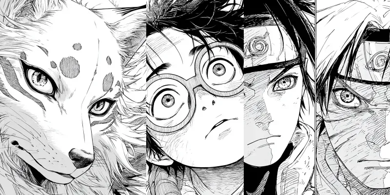 Black And White Manga Portraits generated by undefined