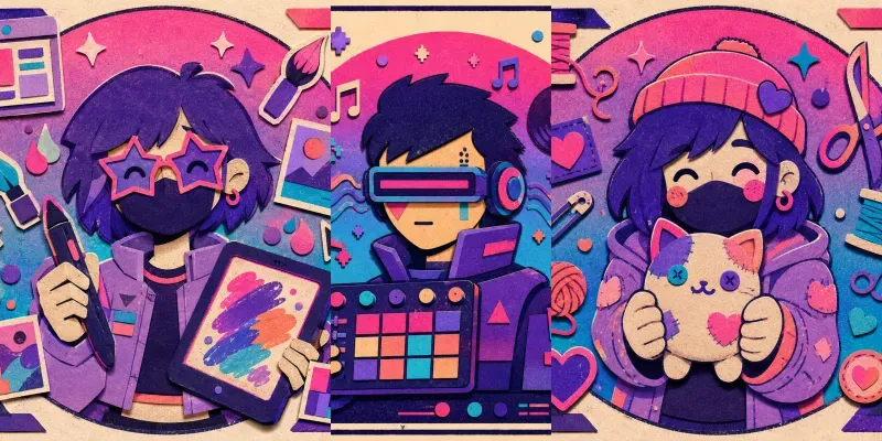 Vaporwave Paper Avatar Cutouts generated by undefined