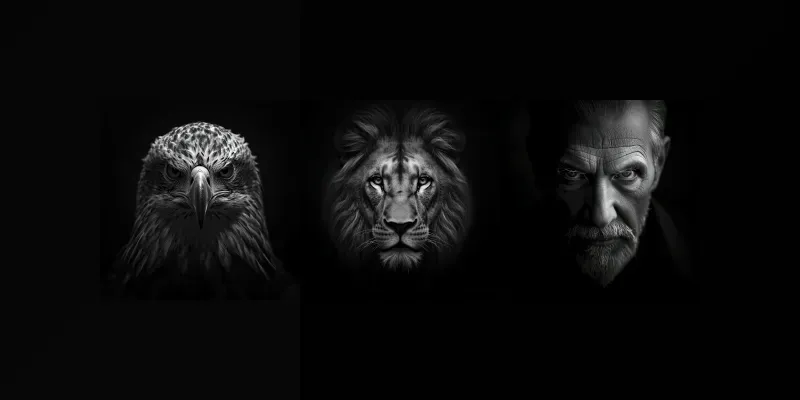 Majestic Monochrome Lion Portraits generated by undefined