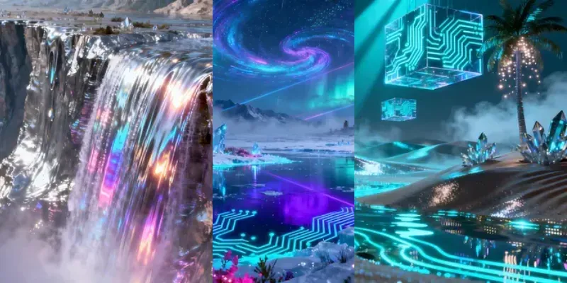 Ultra Neon Surreal Crystal Landscapes generated by undefined