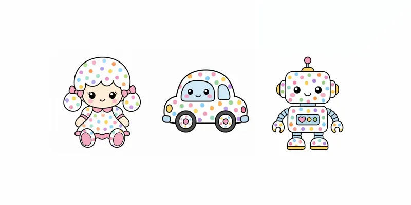 Kawaii Pastel Dots Characters generated by undefined