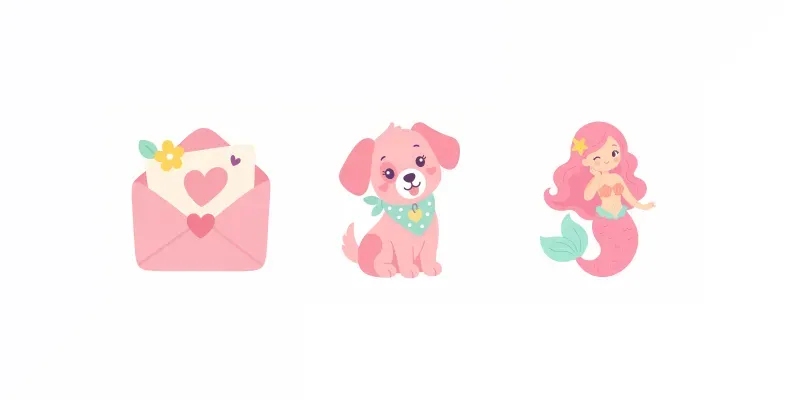 Feminine Flat Icons In Simple Words generated by undefined