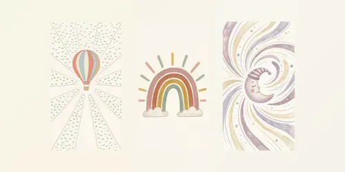 Scandinavian Nursery Radiating Wall Art generated by gemini-image