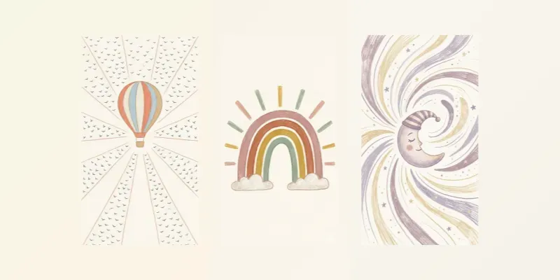 Scandinavian Nursery Radiating Wall Art generated by undefined