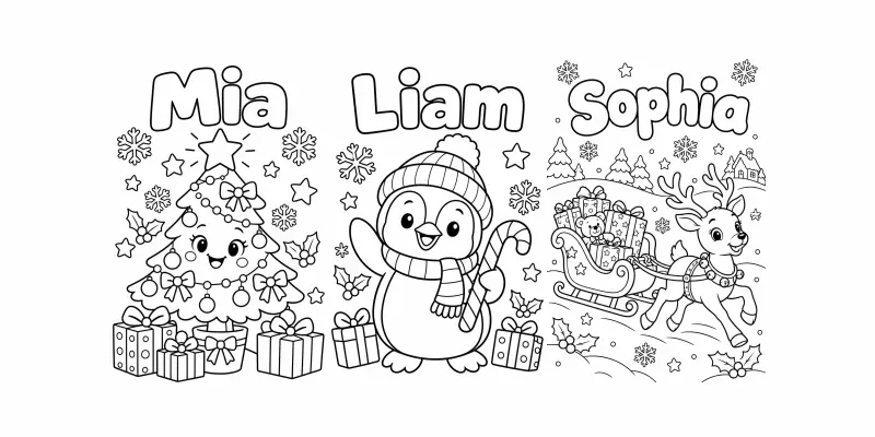 Christmas Name Coloring Pages For Kids