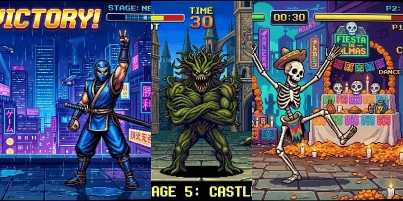 90s Arcade Fighter Pro Pixel Sprite Kits generated by undefined