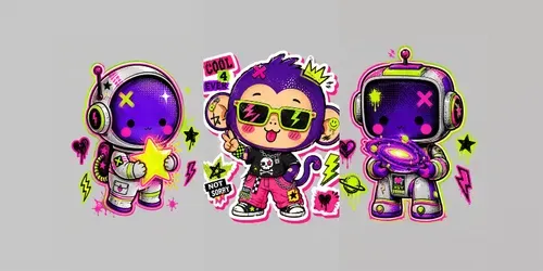 Neon Retro Collage Punk Stickers generated by chatgpt-image