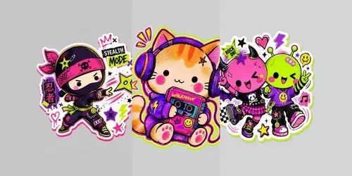 Neon Retro Collage Punk Stickers generated by chatgpt-image