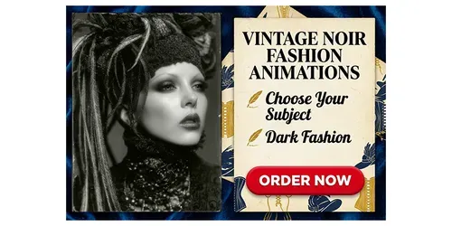 Vintage Noir Fashion Animations generated by midjourney-video