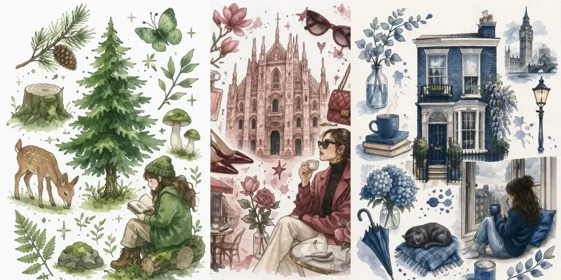 Watercolor Collages generated by undefined