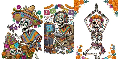 Funny Day Of The Dead Caricature Art generated by gemini-image