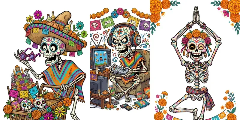 Funny Day Of The Dead Caricature Art generated by undefined