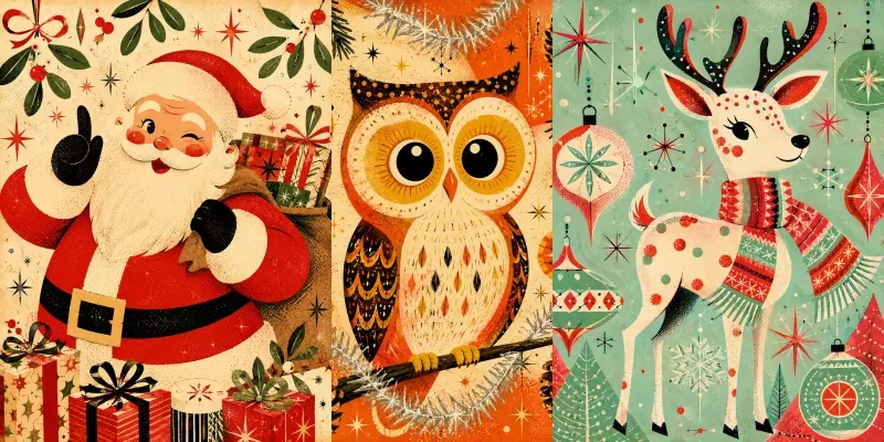 Retro 1950s Christmas Journal Cards generated by undefined