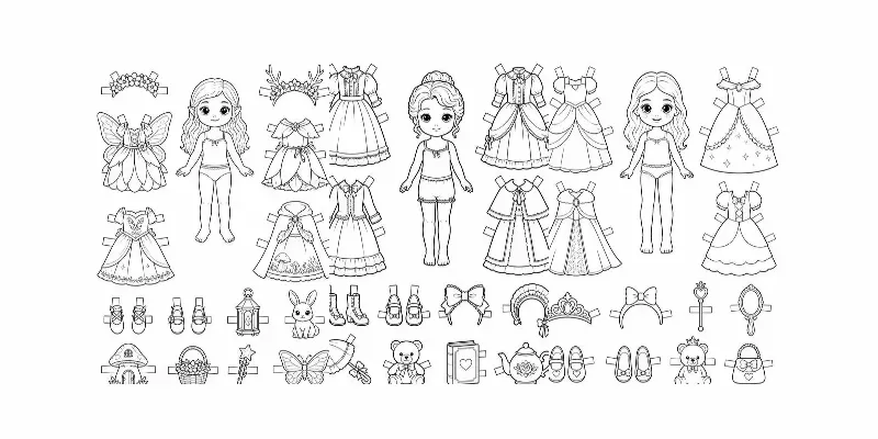 Storybook Dressup Paper Doll Colorings generated by undefined