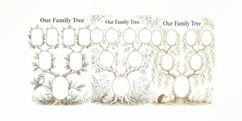 Woodland Baby Family Tree Keepsakes generated by undefined