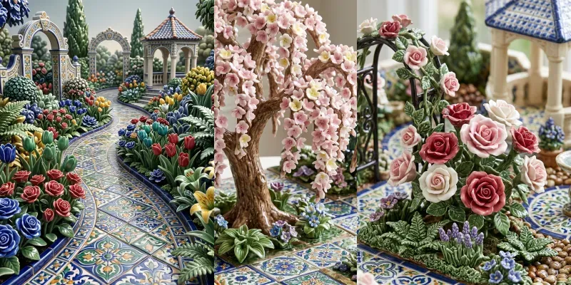 Gardens Sculpted From Ceramic Beauty generated by undefined