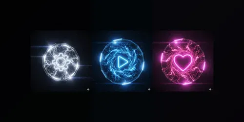 Liquid Light Holographic Buttons generated by gemini-image