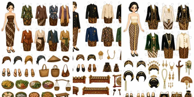 Javanese Dressup Paper Dolls generated by undefined