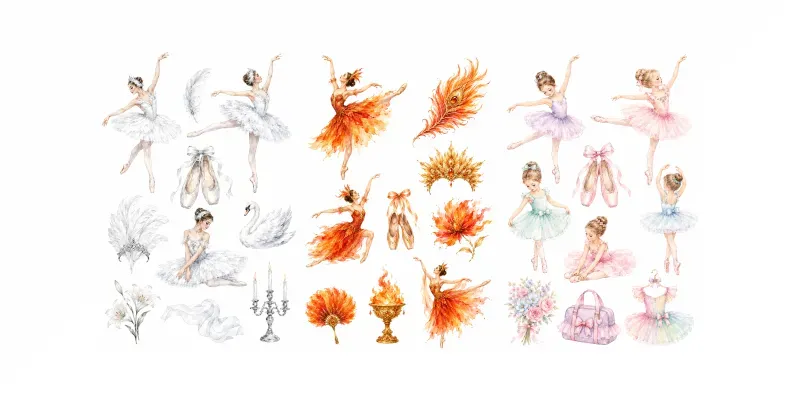 Watercolor Ballerina Clipart Sets generated by undefined