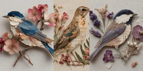 Garden Songbirds Cutpaper Ephemera generated by midjourney