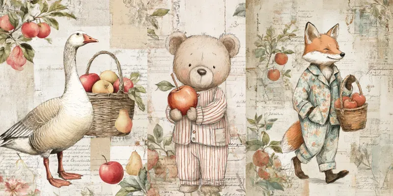 Vintage Apples Ephemera Papers generated by undefined
