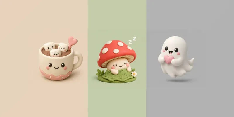 Kawaii 3D Claymation Sticker Cliparts generated by undefined