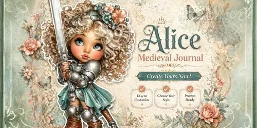 Alice In Medieval World Junk Journals generated by midjourney