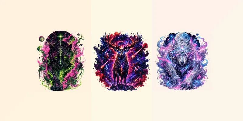 Cosmic Neon Animal Dreamscape Designs generated by undefined