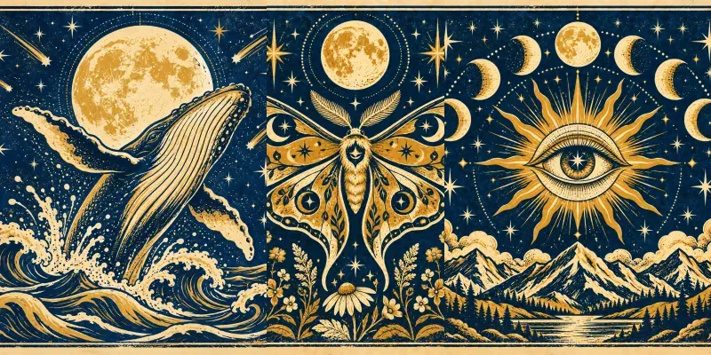Retro Cosmic Folk Art Prints