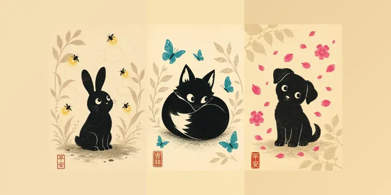 Retro Minimalist Animal Screen Prints generated by undefined