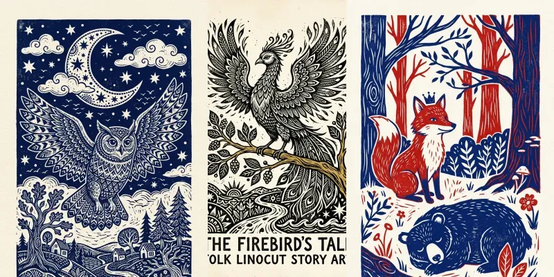 Folk Linocut Story Art generated by undefined