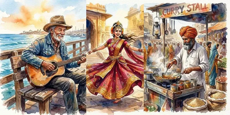 Vibrant Watercolor Travel Sketches generated by undefined