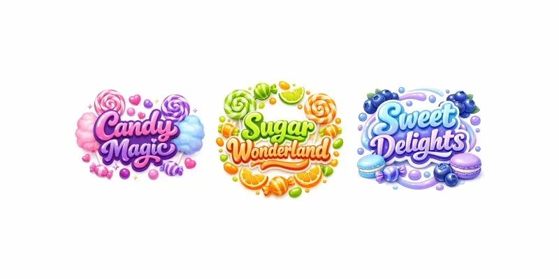 Candythemed Glossy Typography Logos generated by undefined
