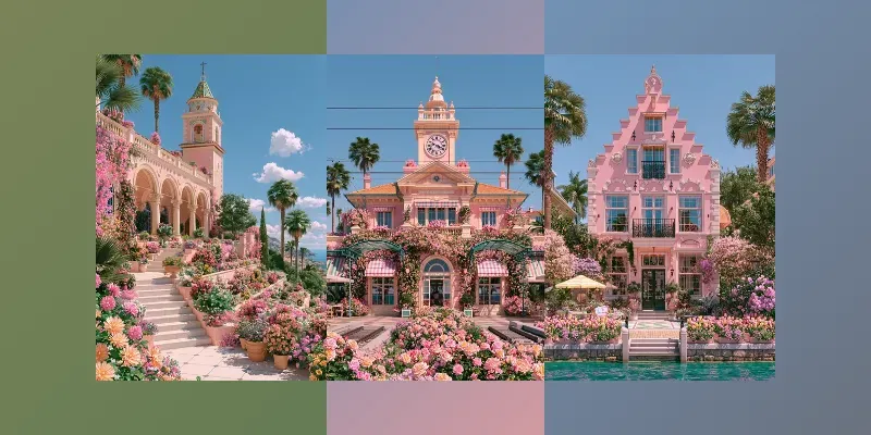 Mediterranean Villas Paradise Wall Art generated by undefined