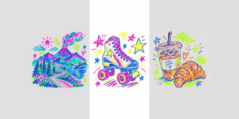 Neon Snail Mail Collage Cliparts generated by undefined