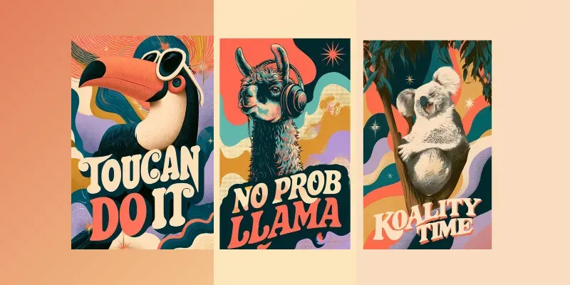 Cheeky Animal Retro Posters generated by undefined