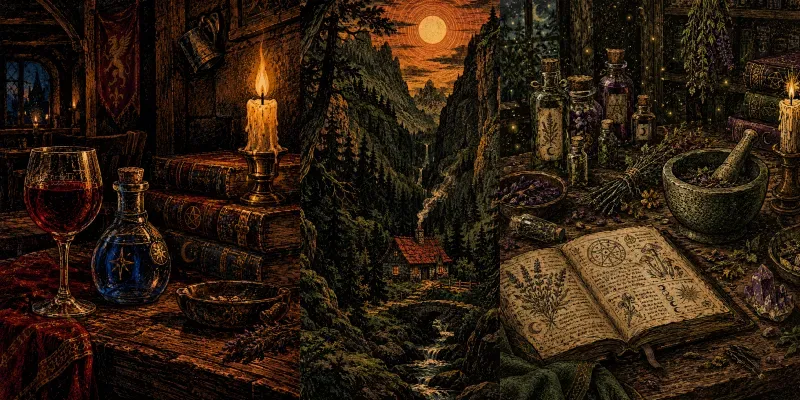 Dark Fantasy Vintage Woodcut Ink Art