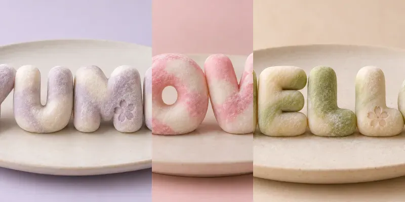 Japanese Cherry Blossom Mochi Typography