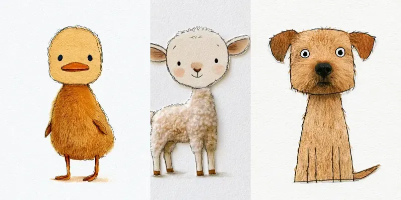 Whimsical Realistic Fur Animal Cliparts generated by undefined