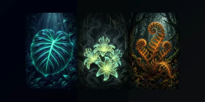 Bioluminescent Dark Botanicals generated by undefined