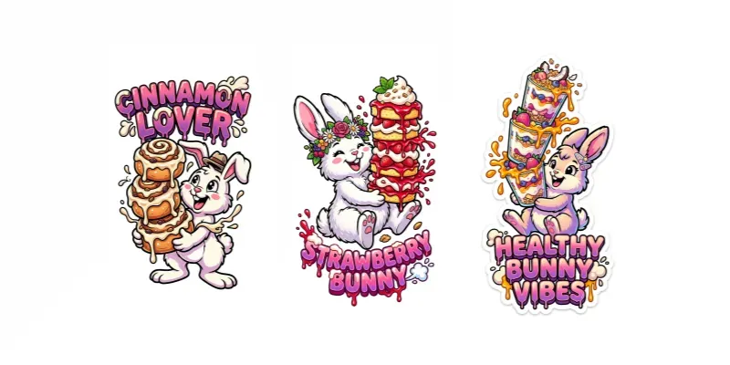 Bunny Food Cartoon Sticker Templates generated by undefined