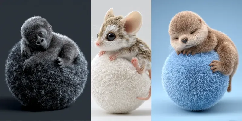 Adorable Animals On Ball 3D Design generated by undefined
