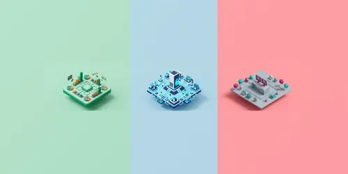 Isometric Saas Tech Microworlds generated by gemini-image
