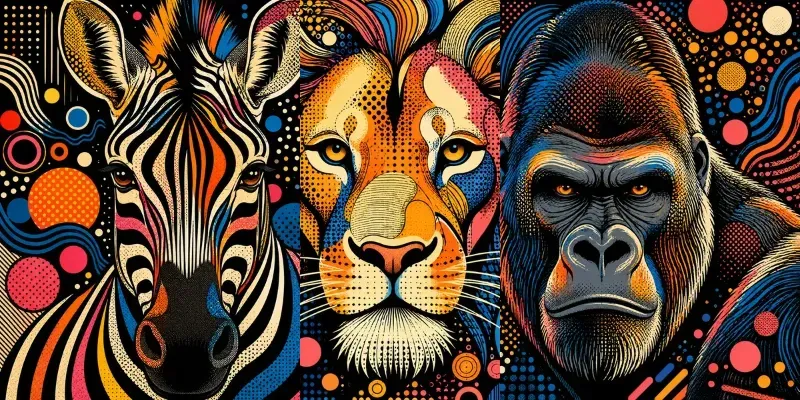 Bold Popart Animal Portraits generated by undefined