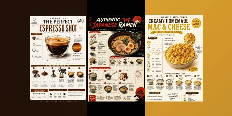 Food Recipe Infographic Posters generated by undefined