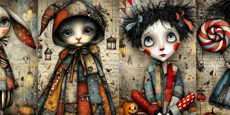 Spooky Halloween Character Junk Journals generated by undefined